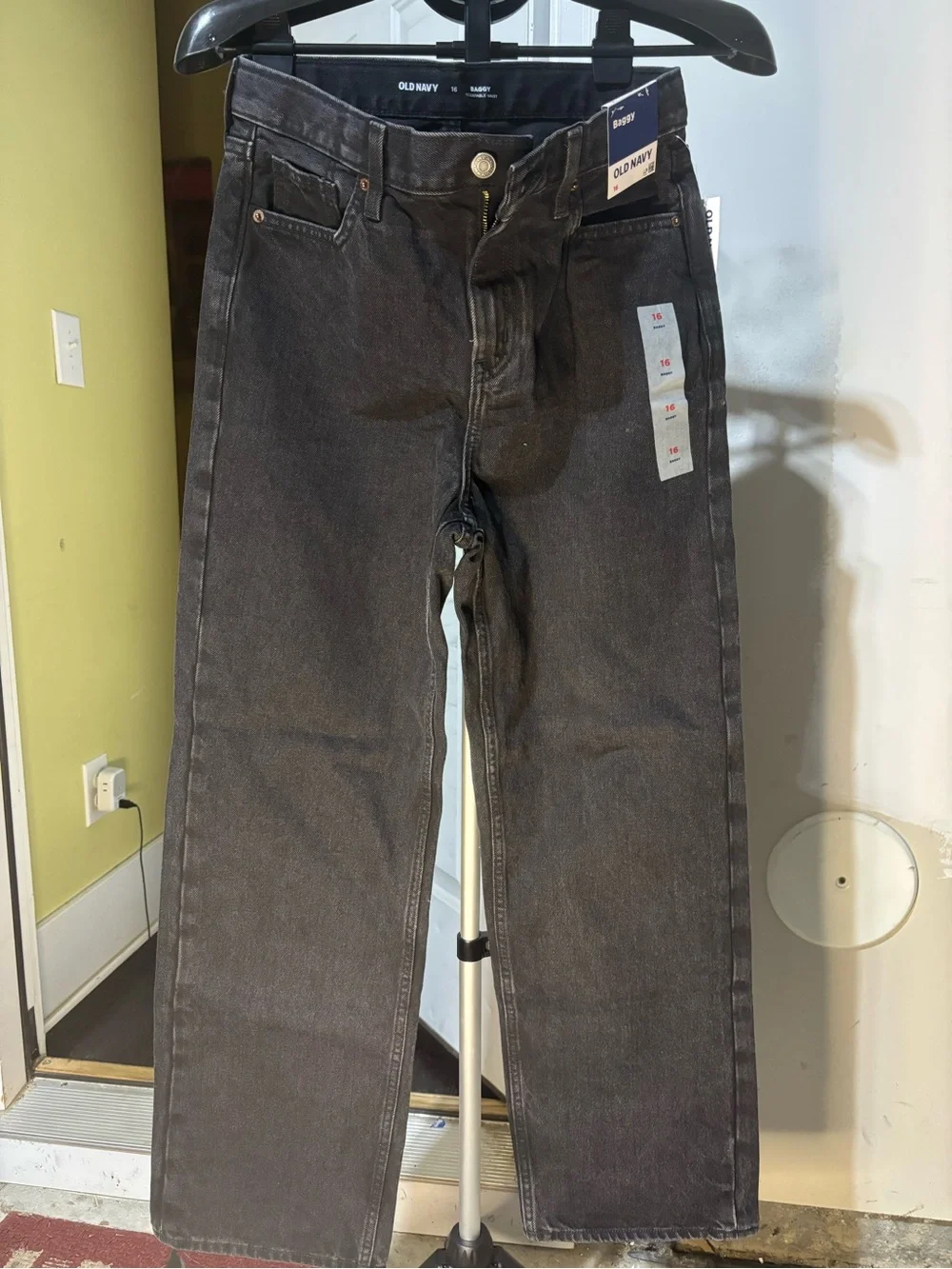 NWT Old Navy Boys Baggy Jeans Size 16 Black Wash Adjustable Waist